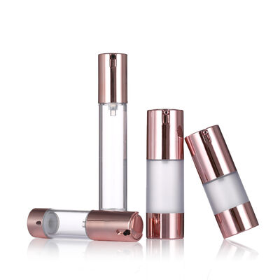 Lüks Gül Altın Havasız Pompa Şişesi 15-20ml Yuvarlak Havasız Losyon Şişesi Serum Şişesi