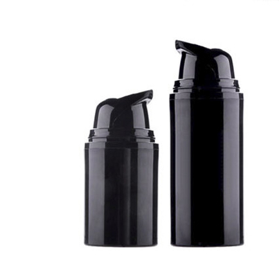 Losyon için Boş Siyah PP Havasız Pompa Şişeleri 15ml 30ml 50ml