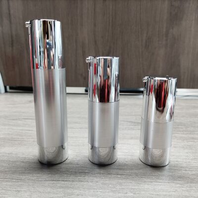 Factory Wholesale 15ml 20ml 30ml Silver Plastic Cosmetic Lotion Pump Airless Bottle for Skin Care Packaging