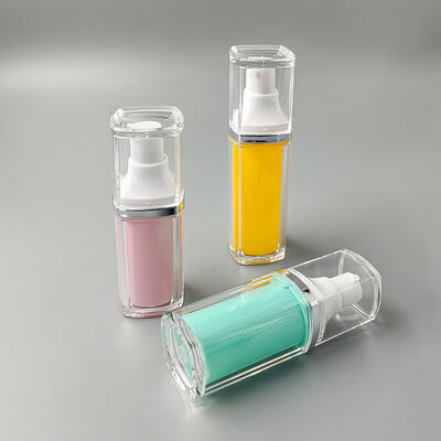 Sıcak Satış Toptan Fabrika Yüksek Kalite 15ml 30ml 50ml Kare Çift Katmanlı Vakum Şişe Kişisel Bakım İçin