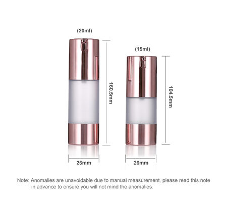Lüks Gül Altın Havasız Pompa Şişesi 15-20ml Yuvarlak Havasız Losyon Şişesi Serum Şişesi