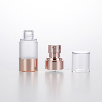 Boş Seyahat Mini Yuvarlak Havasız Losyon Şişesi 15ml 30ml 50ml Rose Gold Vakum Şişesi