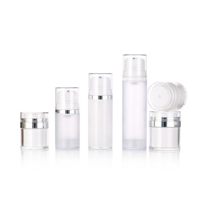 Stok Beyaz krem Plastik havasız pompa şişesi Losyon Yüz Temizleyici ve Deri Bakım Serumu 50ml/100ml/150ml Ekran basılı