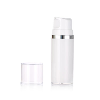 Stok Beyaz krem Plastik havasız pompa şişesi Losyon Yüz Temizleyici ve Deri Bakım Serumu 50ml/100ml/150ml Ekran basılı