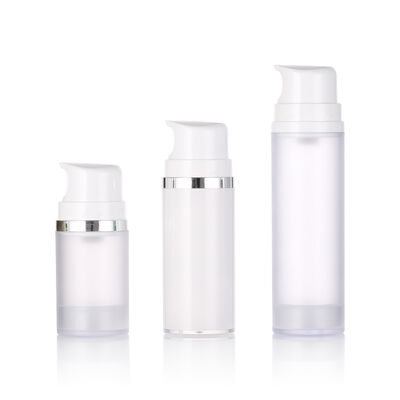 Stok Beyaz krem Plastik havasız pompa şişesi Losyon Yüz Temizleyici ve Deri Bakım Serumu 50ml/100ml/150ml Ekran basılı