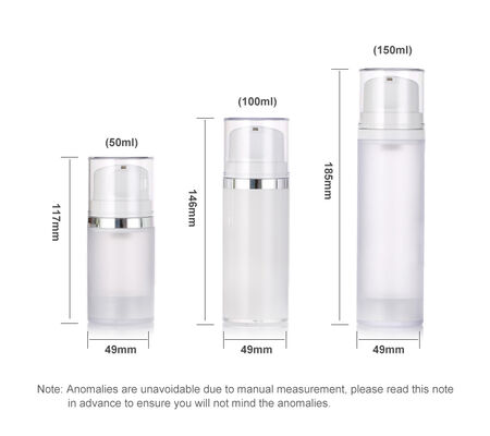 Stok Beyaz krem Plastik havasız pompa şişesi Losyon Yüz Temizleyici ve Deri Bakım Serumu 50ml/100ml/150ml Ekran basılı